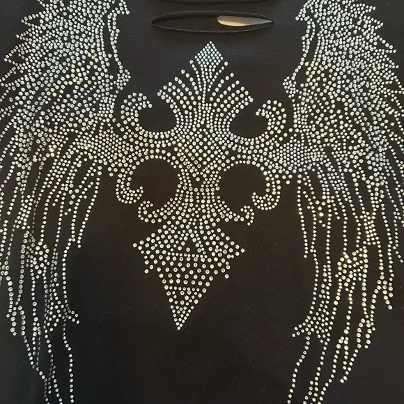 Women’s black long sleeve sexy black top with embellishing - Picture 8 of 13